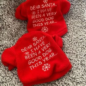 Dog Christmas Fleece Shirts, PAIR - Dear Santa, XS